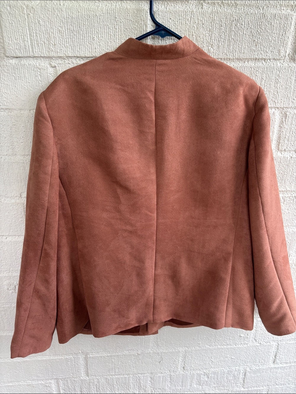 Chico's Faux Suede Open-Front Blazer Jacket in Dusty Rose sz XL - Picture 4 of 7
